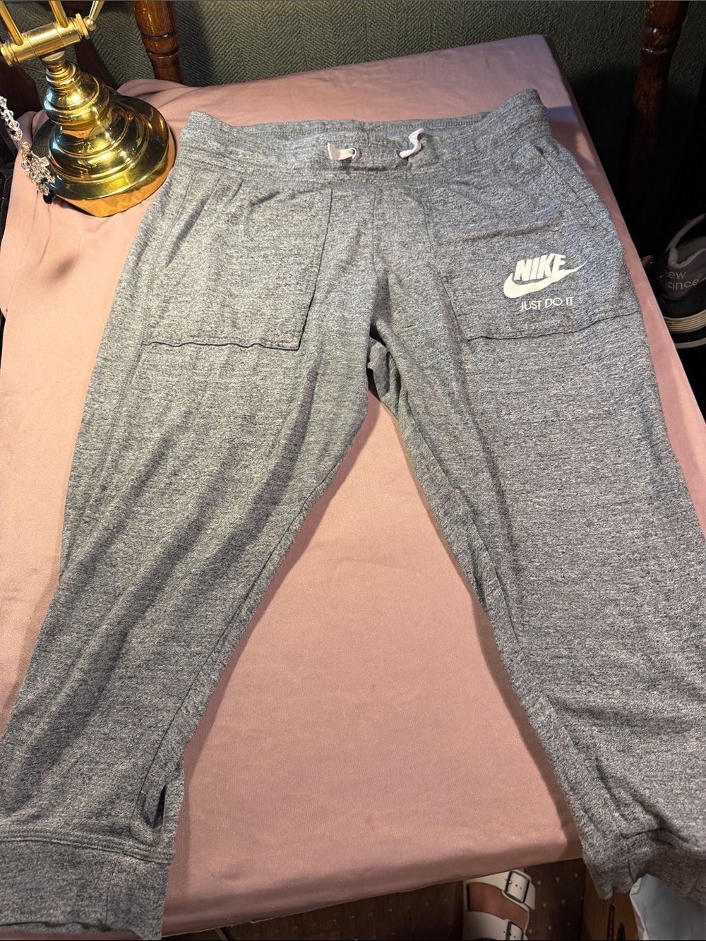 Nike Heather Gray Kids Jogger Sweatpants with Patch Pockets